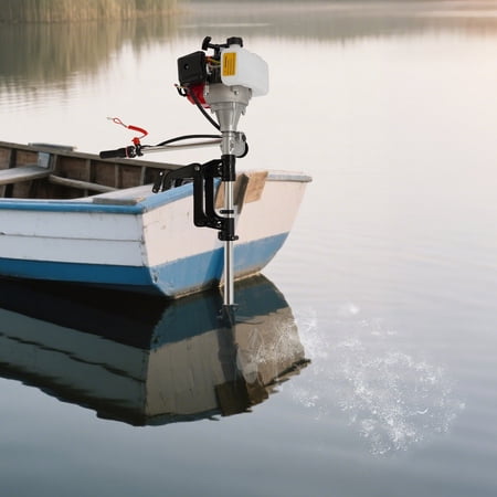 Outboard Motor Boat Engine 2 Stroke 2.3 HP, 1.7KW Marine Boat Motor 52CC with Air Cooling System Long Shaft Fishing Boat Engine (2.3HP)