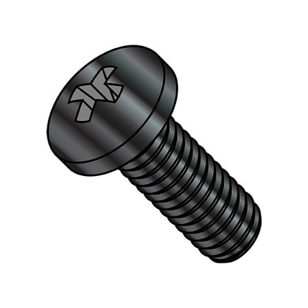 M3-0.50 x 6 mm Phillips Pan Machine Screw, Black Oxide Steel, 4000 PK