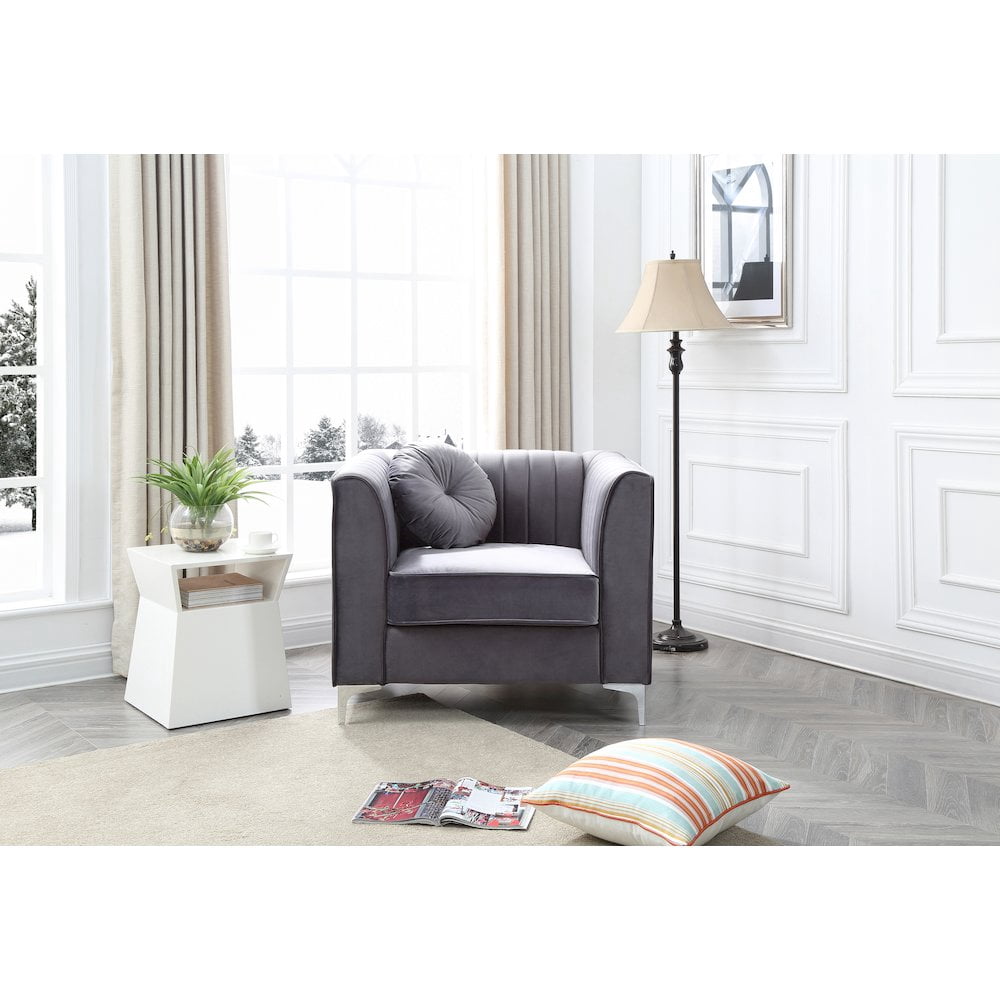 Glory Furniture Delray Accent Chair in Gray Color