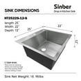 thumbnail image 5 of Sinber 25" x 22" x 12" Drop In Single Bowl Kitchen Sink with 18 Gauge 304 Stainless Steel Satin Finish HT2522S-S-12 (Sink Only), 5 of 14