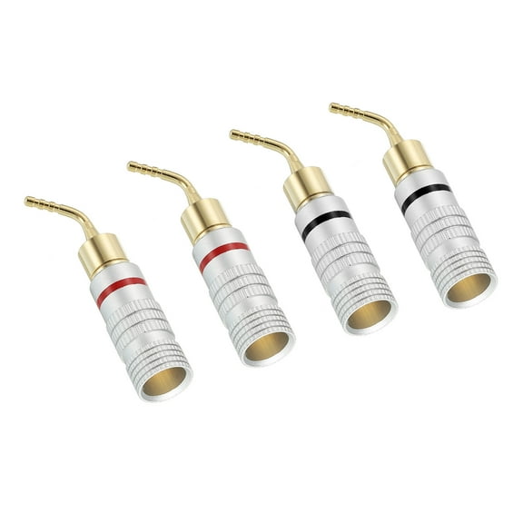 Uxcell Banana Plugs 90 Degree Speaker Banana Plugs 2mm Gold-Plated Copper Red Black 4 Pack