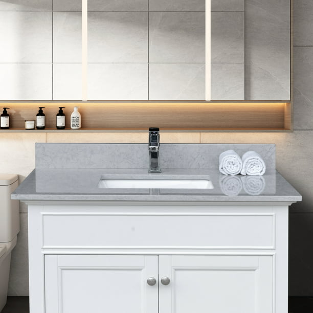 31 Inches Bathroom Stone Vanity Top, 31 Inch White Bathroom Vanity With Marble Top