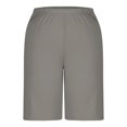 thumbnail image 4 of TrendOFT Womens Running Shorts Casual Stretch Waist Comfortable Wear Basic Solid Color Elastic High Waist Ladies Plus Size Capris Lounge Shorts Womens Athletic Shorts Grey L, 4 of 6