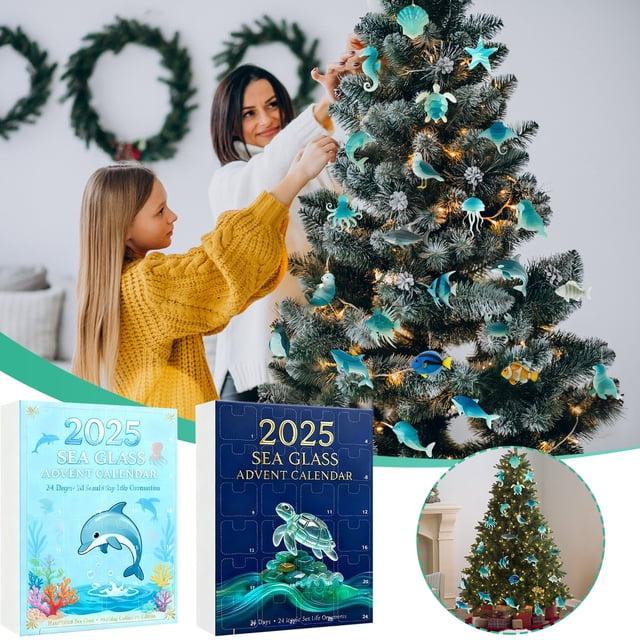 Calendario de Adviento Vida En El Mar 2025 | Calendario de Cuenta Regresiva Navideña de 24 Días con 24 Animales Realistas Decorativos | para Niños y Coleccionistas