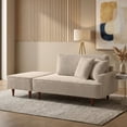thumbnail image 2 of Aukfa 2 in 1 Chaise Lounge Chair with Ottoman & 2 Throw Pillows,Oversized Boucle Lounge Reading Chair for Living Room/Bedroom,Camel, 2 of 6