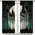 thumbnail image 3 of Forest Curtains, Gothic Black Misty Forest Blackout Window Treatments for Living Room Bedroom Halloween Decor, Goth Foggy Mysterious Nature Full Moon Printed Drapes 2 Panel Sets,42x63 Inch, 3 of 5