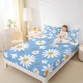 thumbnail image 4 of Homewish Vibrant Flower Twin Sheet Sets for Kid, Groovy Daisy Floral Twin Fitted Sheet, Kawaii Blue Cartoon Flat Sheet, Super Cozy Room Decor, 3pcs, 4 of 7