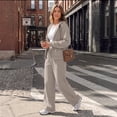 thumbnail image 3 of SUNBS Women's Sweatsuits 2 Piece Outfits for Women Two Way Zipper Jacket Hoodies Fall Oversized Loungewear Sets with Wide Baggy Leg Sweatpants with Pockets, 3 of 9
