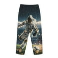 thumbnail image 3 of Lsque Astronaut Soccer Field Print Women's Pajama Pants, Lounge Pant - Comfortable Home Wear,Elastic Waistband, Stylish Design-Small, 3 of 9
