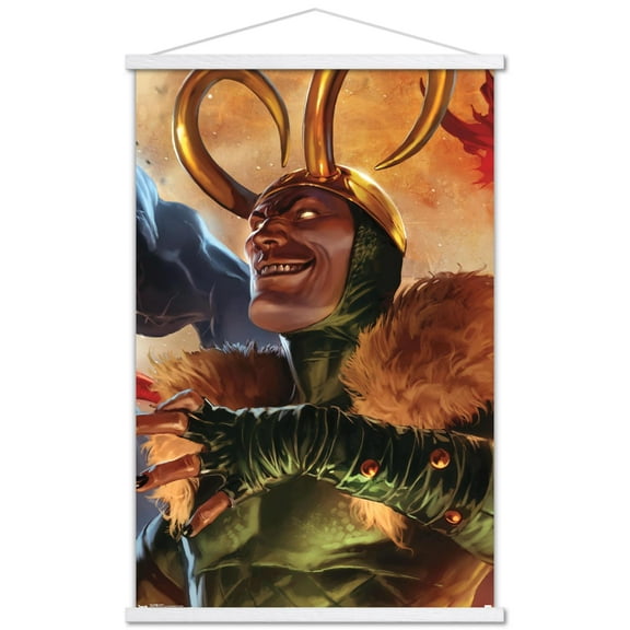 Marvel Comics - Loki - Siege Cover #1 Wall Poster with Wooden Magnetic Frame, 22.375" x 34"