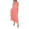 thumbnail image 1 of Faithtur Robe Longue à Imprimé Floral pour Femmes Col en V Volants Superposés Robe Cami Sans Manches Robe d'Été Décontractée de Plage pour Fête, 1 of 9