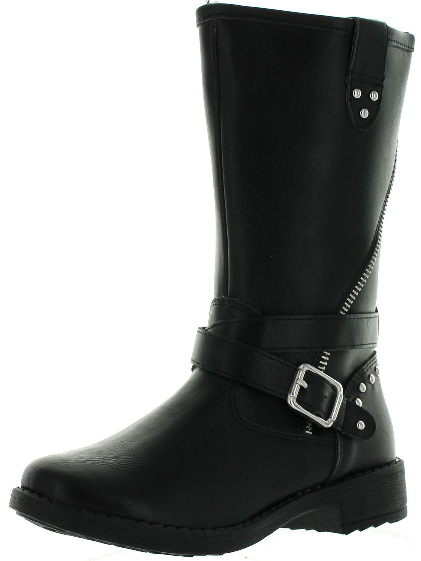 Betani - betani girls elisa-2 studded buckle side zipper flat heel ...