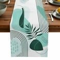 thumbnail image 5 of Boho Abstract Teal Color Block Table Runner 13x90in Non-Slip Cotton Linen Table Runners, Mid Century Leaf Lines Dresser Scarves TableRunner for Dinner Kitchen Dining Wedding Party, 5 of 9