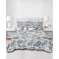 thumbnail image 2 of Quilts Twin Size Bedding Set, Vintage Spring Floral Lightweight Quilted Comforter, Farmhouse Summer Botanical Retro Soft Reversible Bedspread Coverlet with Pillow Covers for All Season, 68" x 86", 2 of 7