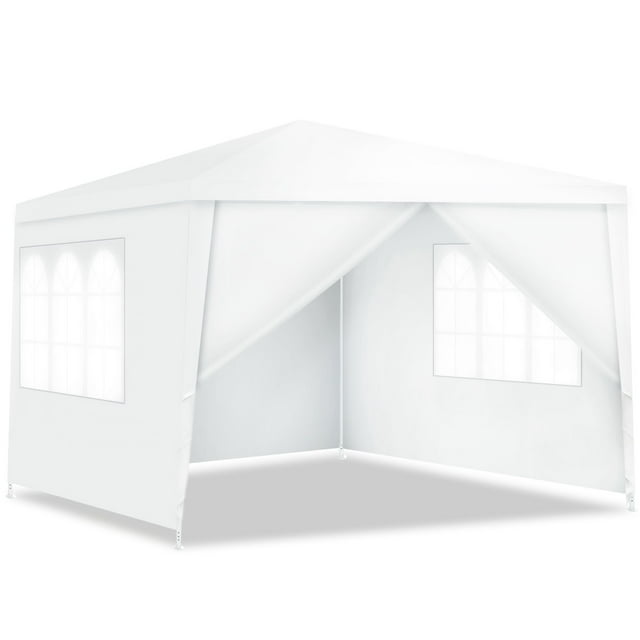 Costway 3 x 3 m Gazebo Pabellón Plegable de Patio Carpa Emergente con 4 Paredes Laterales Desmontables Ventanas Gran Dosel Tubos de Metal