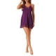 thumbnail image 1 of INSPIRAR CHIC Camisón de satén para mujeres con encaje, pijamas de tirantes en V, ropa de dormir de seda sin mangas, L púrpura, 1 of 5