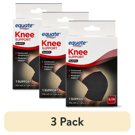 (3 pack) Equate Knee Compression Support, Black, Unisex, Small / Medium