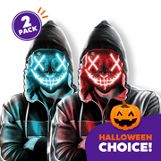 2 PACK! Halloween LED Mask, Scary Glow LED Face Light Up Masks with 3 lighting Modes & El Wire for Costume & Cosplay Masquerade Party Adjustable & Eco-Friendly Material for Men Women Kids