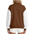 thumbnail image 5 of IUYRTFE Women's Color Block Varsity Bomber Jacket Button Down Long Sleeve Casual Baseball Coat with Pockets, 5 of 6