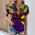 thumbnail image 1 of Fiudx Tops para Mujer Top Informal de Primavera y Verano de Manga Corta con Cuello En V para Mujer, 1 of 4