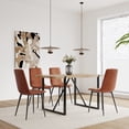 thumbnail image 4 of Newboti 55" Dining Table modern rustic Industrial Rectangular MDF Wood Colour For 4-6 Person, With 1.5" Thick Engineered Wood Tabletop and Black Metal Legs, For writing DeskKitchen terrace Dining 794, 4 of 13