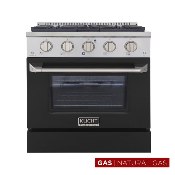 Kucht Professional 30" Stainless Steel Natural Gas Range in Black and Silver