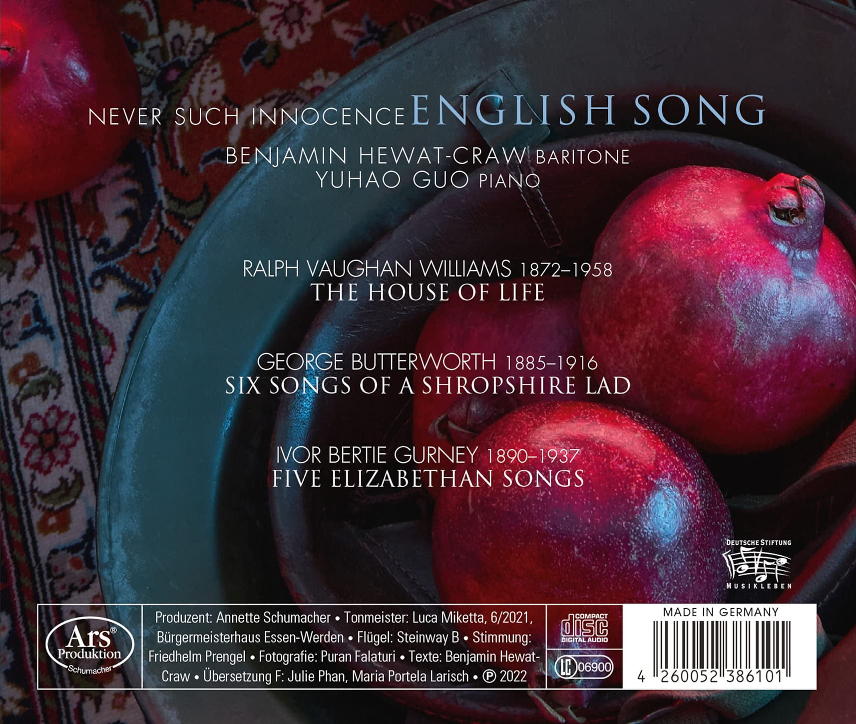 Benjamin Hewat-Craw - Butterworth, Gurney & Vaughan - Music & Performance - CD