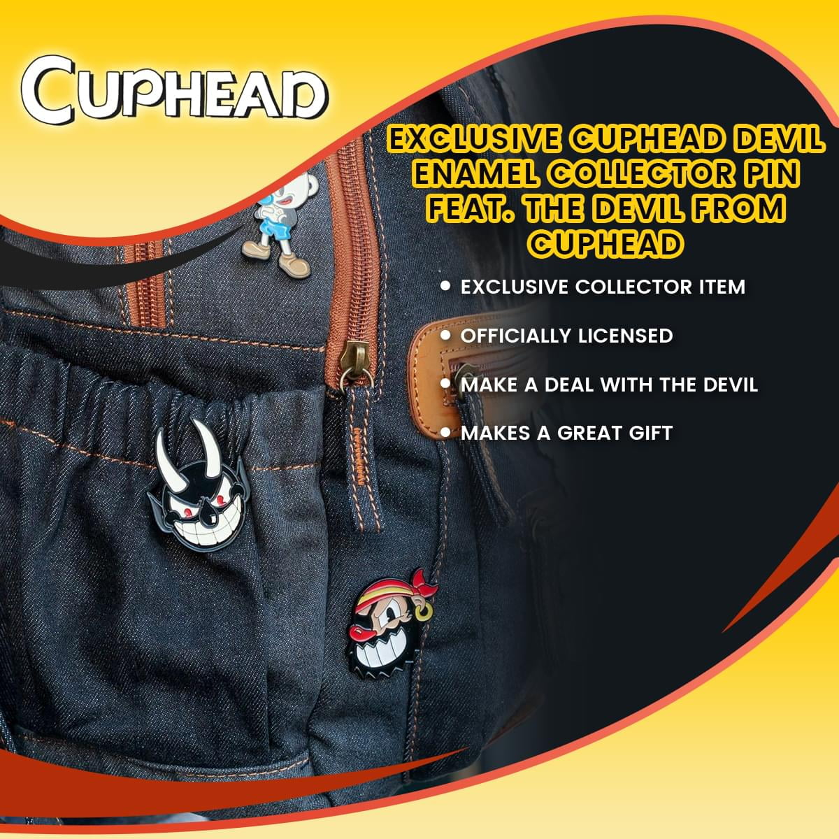The Devil From Cuphead EXCLUSIVE Cuphead Devil Enamel Collector PinFeat