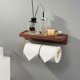 thumbnail image 3 of Wall Mounted Toilet Paper Roll Holder Brass Wood Single Roll Tissue Holder with Tray Kitchen Bathroom Accessories, 3 of 5