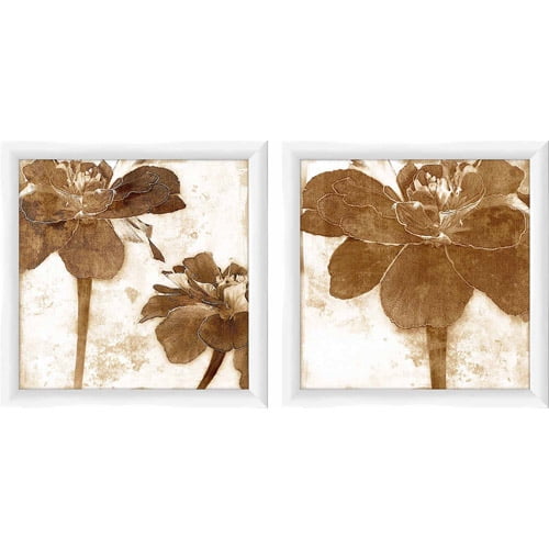 Sepia Floral Wall Art, Set of 2