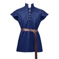 thumbnail image 2 of Vest Belt Renaissance, Lace Up Tunic, Viking Warrior Costume, Top Historical, Sleeveless Medieval Vest With Belt Renaissance Lace Up Tunic Viking Warrior Costume Top for Fall Festival, Blue XXL, 2 of 6
