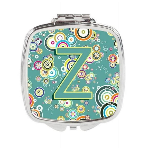 Letter Z Circle Circle Teal Initial Alphabet Compact Mirror