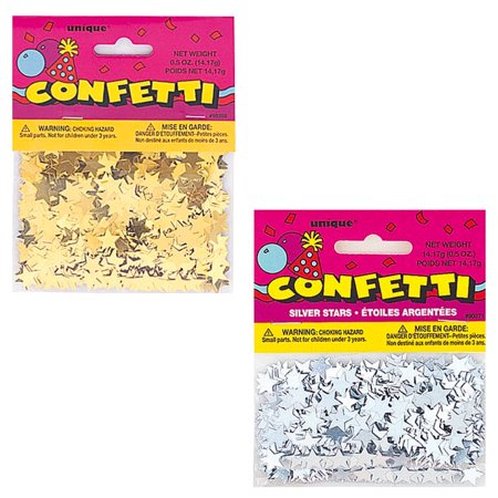 Gold and Silver Foil Star Confetti, 0.5oz, 2ct