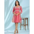 thumbnail image 2 of Juniper Pink Pure Cotton Floral Printed Panelled Short Dress, 2 of 5