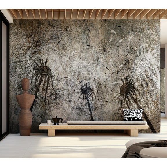 Floral Wallpaper Wall Mural - Silver Tree Fantasy