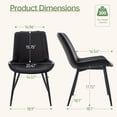 thumbnail image 3 of Modern Faux Leather Dining Chairs Set of 2, Upholstered Kitchen & Dining Room Chairs with Backrest, Durable Metal Legs (Black, Black Legs), 3 of 12