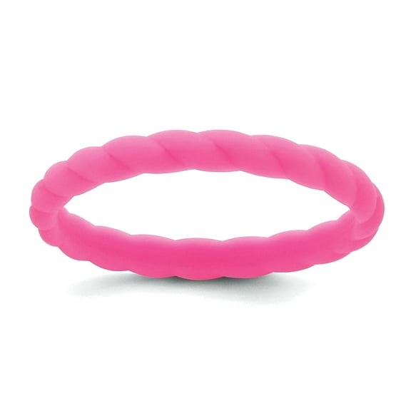 Silicone Fuchsia 3mm Braided Band Size 10 Ring for Women and Men