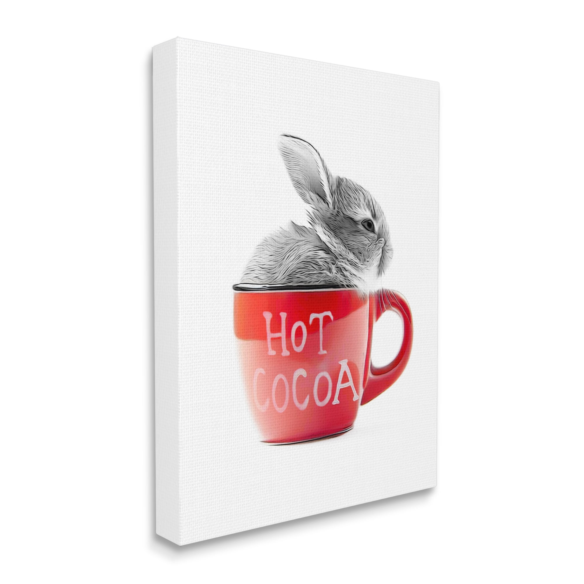 Stupell Industries Bunny in Red Mug Animals & Insects Painting Gallery Wrapped Canvas Art Print Wall Art, 36 x 48