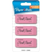 Paper Mate Pink Pearl Premium Erasers, Large, 3-Count