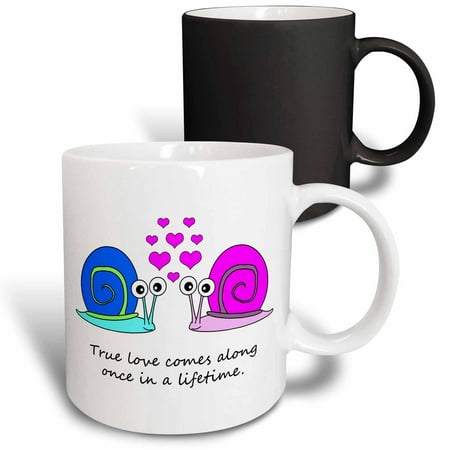

3dRose True Love Comes Along Once in a Lifetime  Cute Snails Design Magic Transforming Mug 11oz