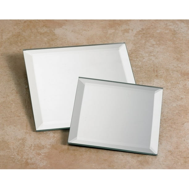 Decorative Beveled Square Mirror Plate, Set of 6, 5Inch