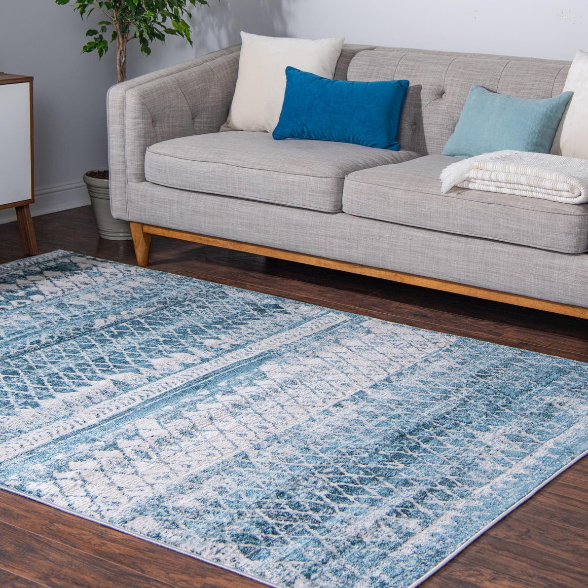 Rugs.Com Leipzig Collection Area Rug – 8X10 Blue Low-Pile Rug Perfect