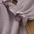 thumbnail image 4 of Canrulo Toddler Kids Baby Girls Solid Clothes Long Sleeve Dress Cotton Linen Dresses Purple 1-2 Years, 4 of 8
