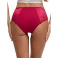 thumbnail image 3 of INSPIRE CHIC Women's Lace Mid-Waisted Full Coverage Briefs HI-Cut Leak Proof Ladies Underpants M Wine Red, 3 of 4