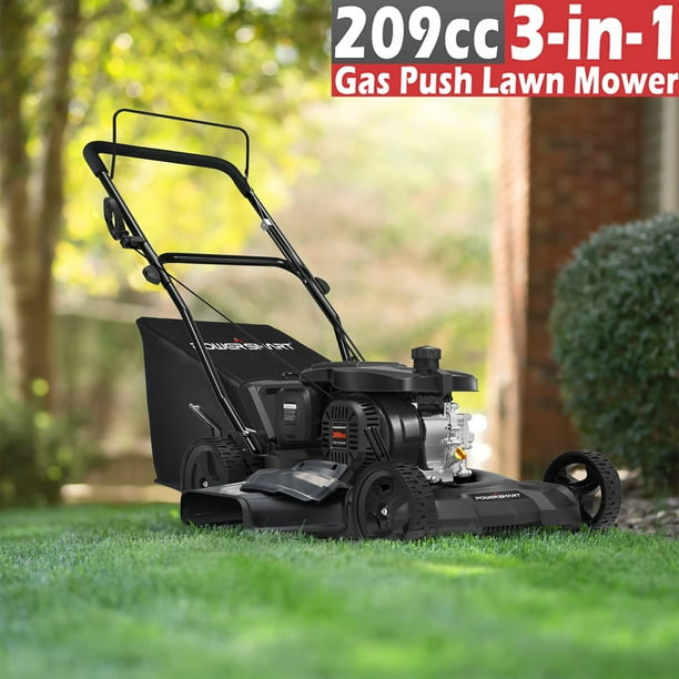 209CC Push Lawn Mower with Bag, 3IN1 Cordless Lawn Mower Gas powered