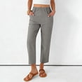 thumbnail image 2 of Lumtrix Womens Linen Capri Pants Summer Lightweight Elastic Waist Work Pant Ankle Cropped Trousers with Pockets Gray M, 2 of 8