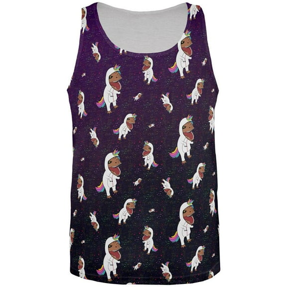 T-Rex Wearing Unicorn Costume Rexicorn Pattern All Over Mens Tank Top Multi LG