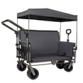 thumbnail image 2 of GDF Studio 3-in-1 Folding Wagon Cart with Bench Seat, Detachable Canopy, and Storage, Heavy-Duty Utility Wagon, Gray, 2 of 15