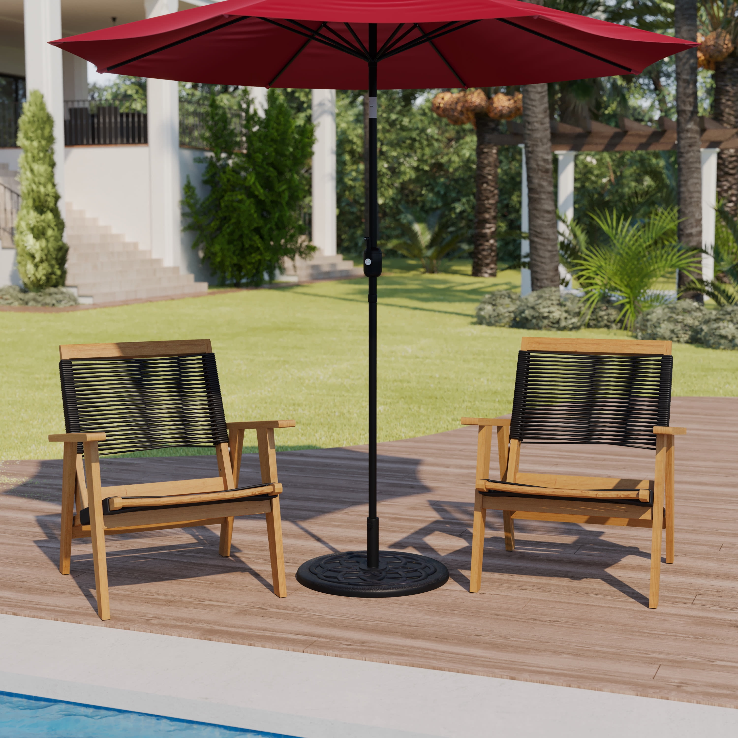 Flash Furniture Kona Universal Bronze Cement Patio Umbrella Base with Weatherproof Plastic Polymer Coating - 19.25" Diameter