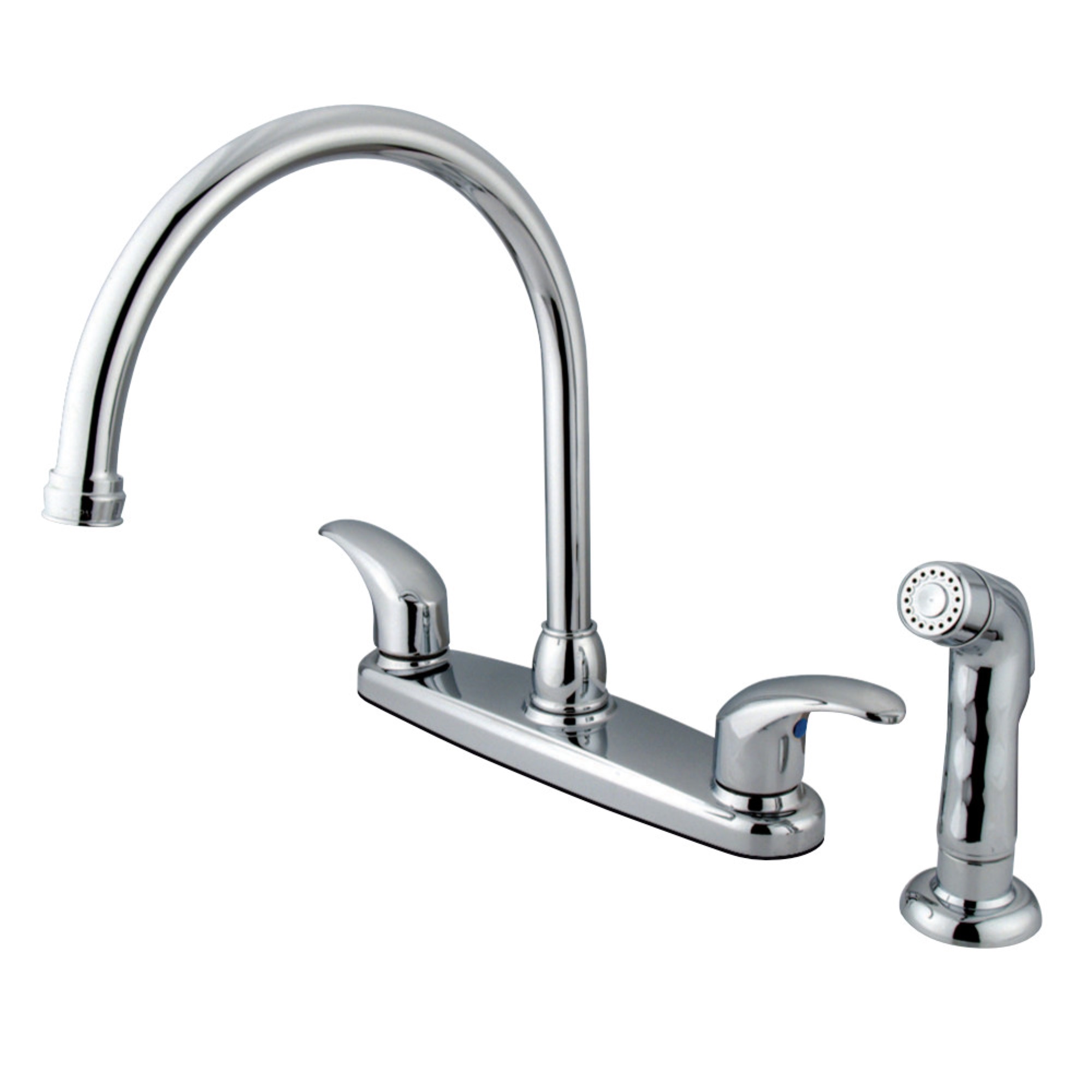 Kingston Brass KB6791LLSP 8 in. Goose Neck Spout Kitchen Faucet with